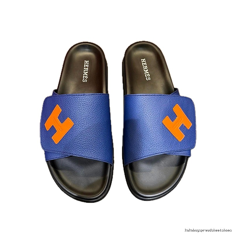 Hermès H-buckle Light Luxury Style Blue Slide Sandals