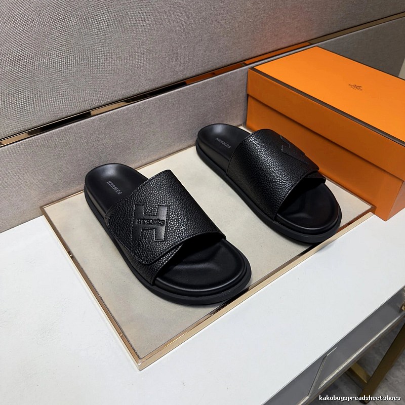 Hermès H Collection Minimalist Style Black Slides