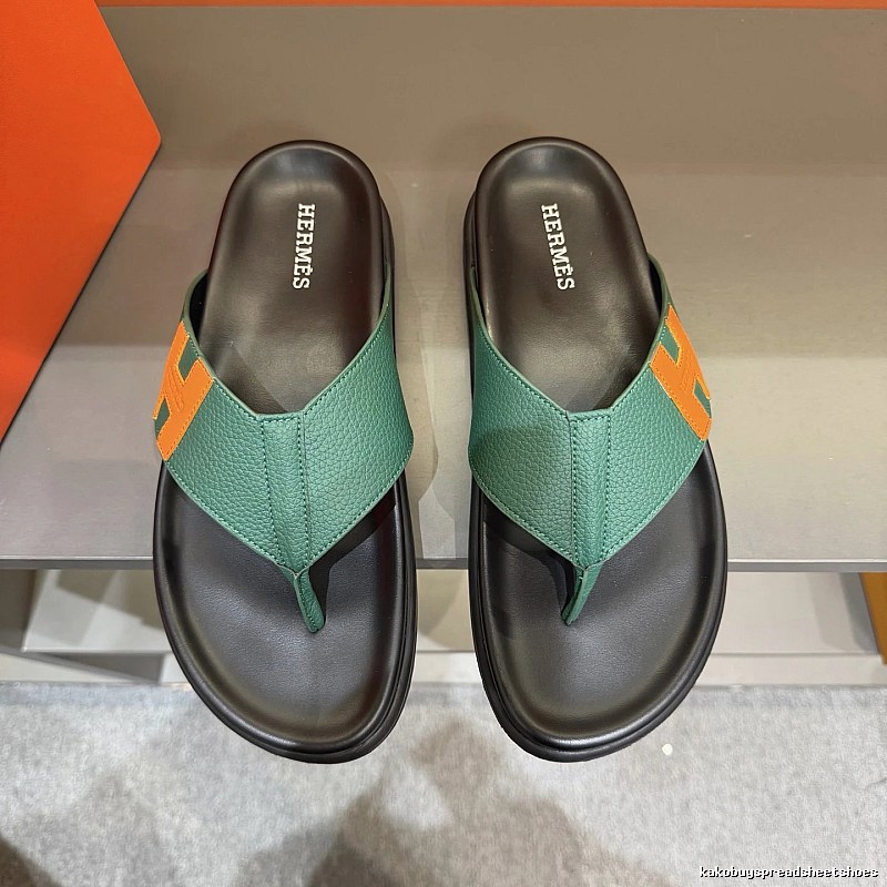 Hermès H Series Casual Style Green Flip-flops