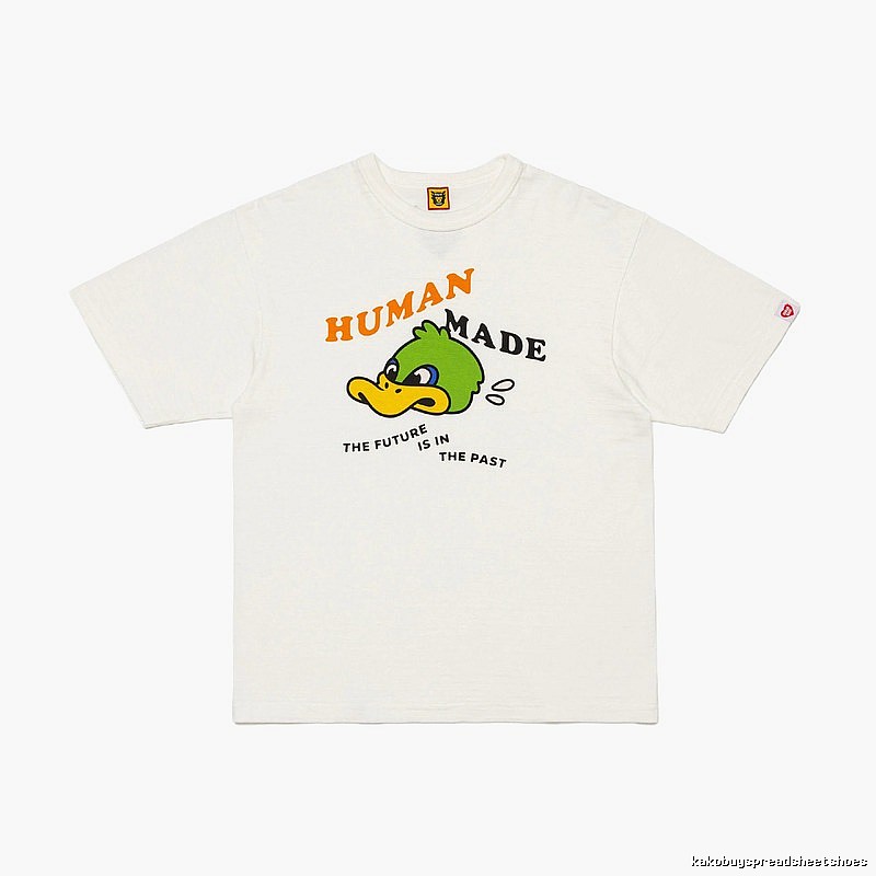 HUMAN MADE Green Duck Print Japanese Streetwear Off-white Short-sleeve T-shirt