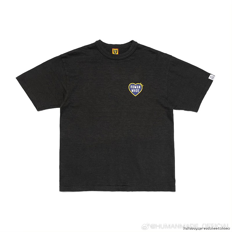 HUMAN MADE Heart Embroidered Japanese Streetwear Black T-Shirt