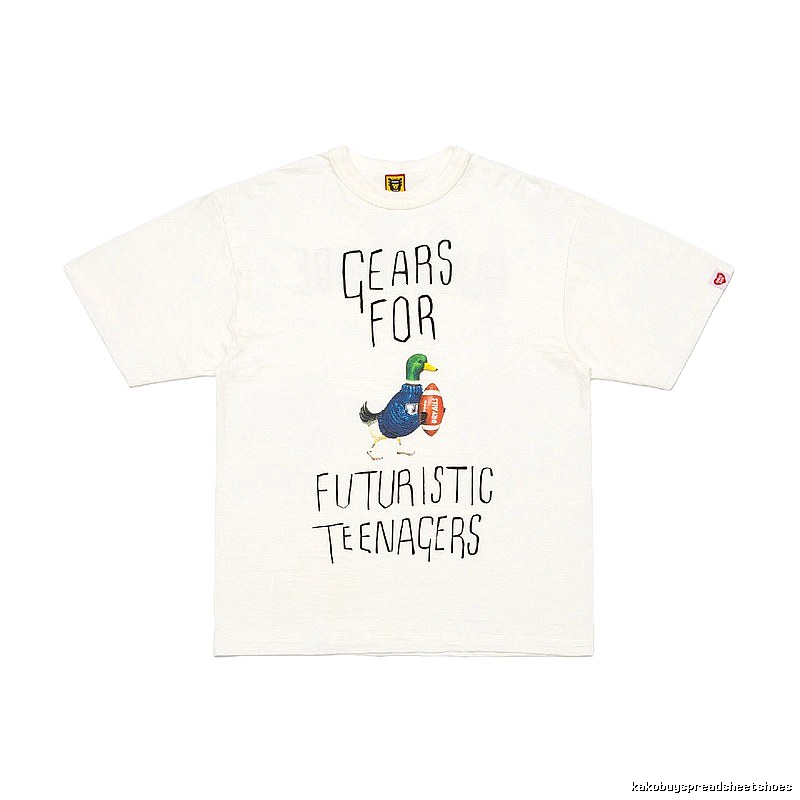 HUMAN MADE Japanese Streetwear Green Duck Printed Off-white T-shirt