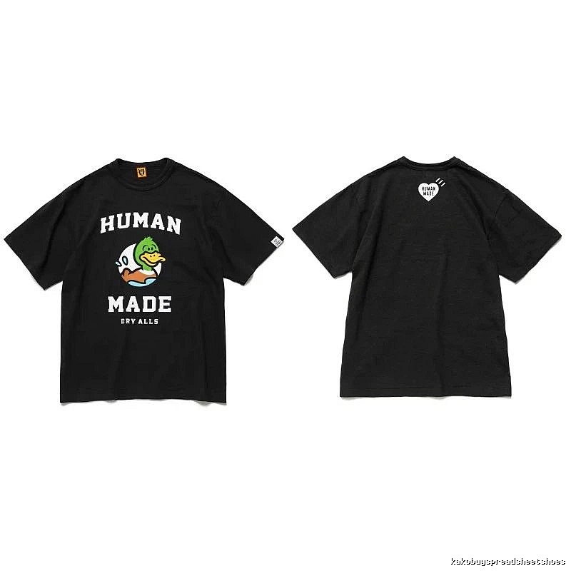 Human Made Summer Heart logo T-shirt Black Green Human with Clean Finish