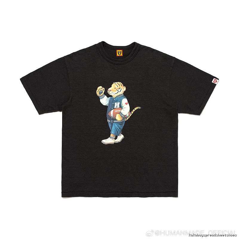 HUMAN MADE Tiger Print American Style Black T-Shirt