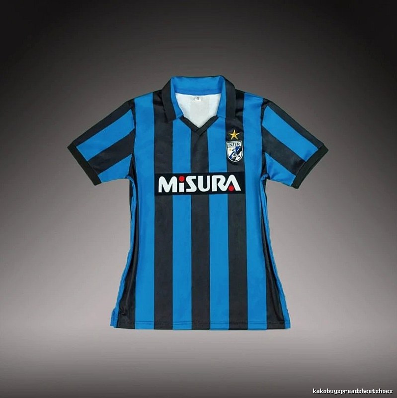 Inter Milan Casual Brehme #3 soccer jersey Blue Black Striped for Streetwear Looks