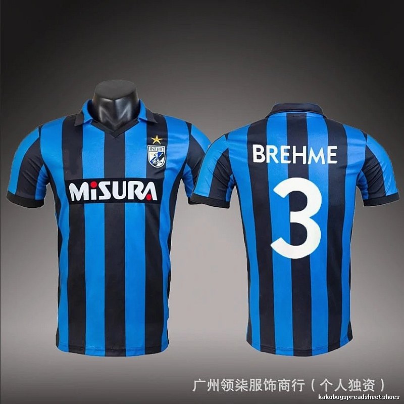 Inter Milan Classic Brehme #3 soccer jersey Blue Black Striped for Daily Styling