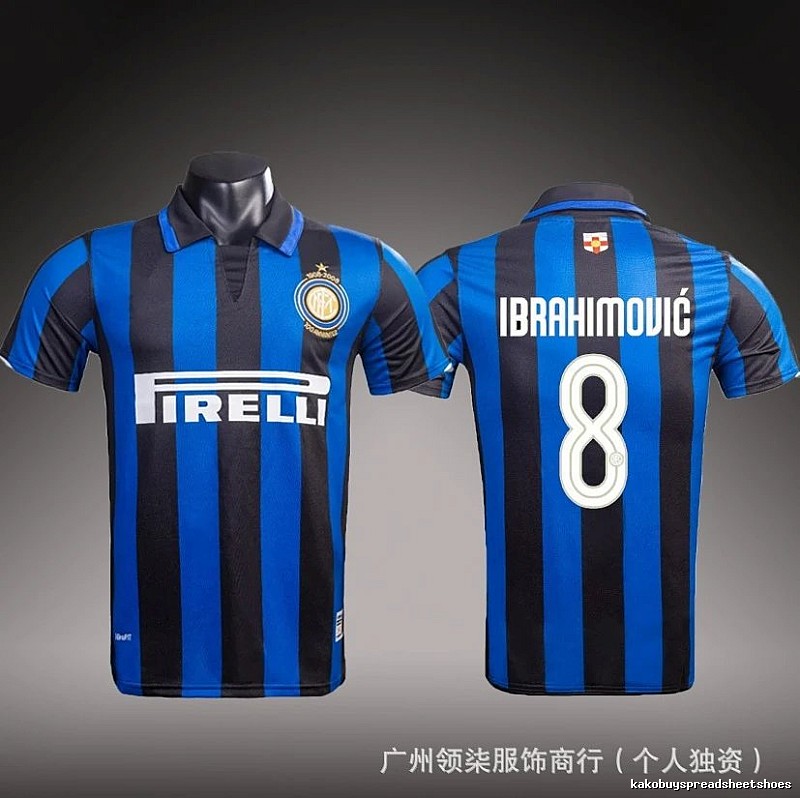 Inter Milan Patterned Brehme #3 soccer jersey Blue Black Striped with Polished Detail
