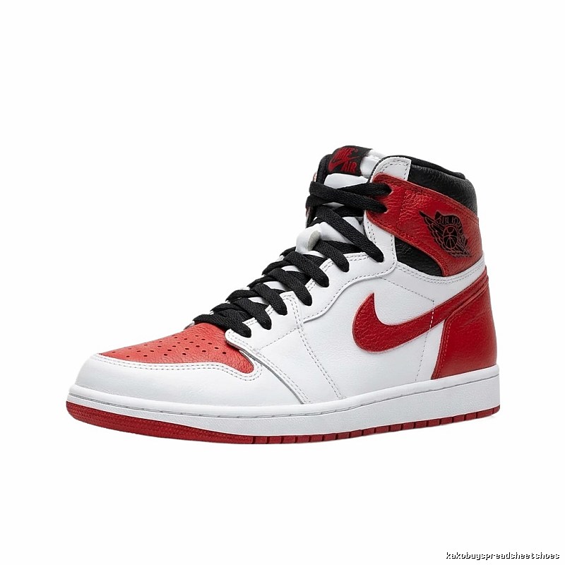 Jordan AJ1 High Top Red and White Athletic Shoes