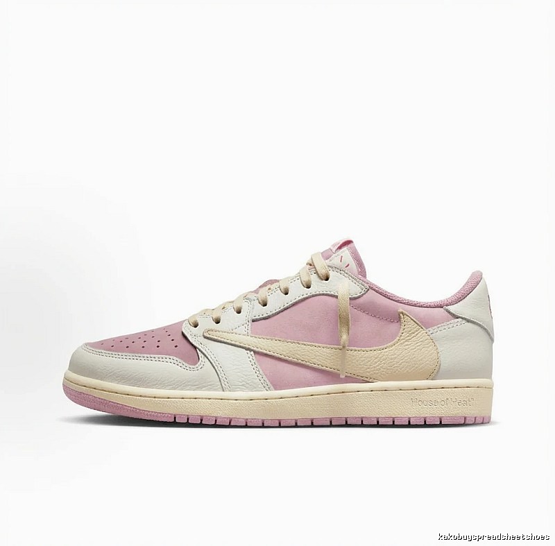 Jordan AJ1 Low-Top Pink and White Athletic Shoes