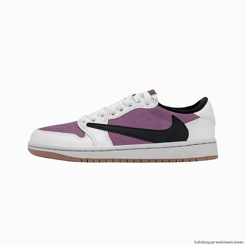 Jordan AJ1 White, Purple and Black Trendy Shoes