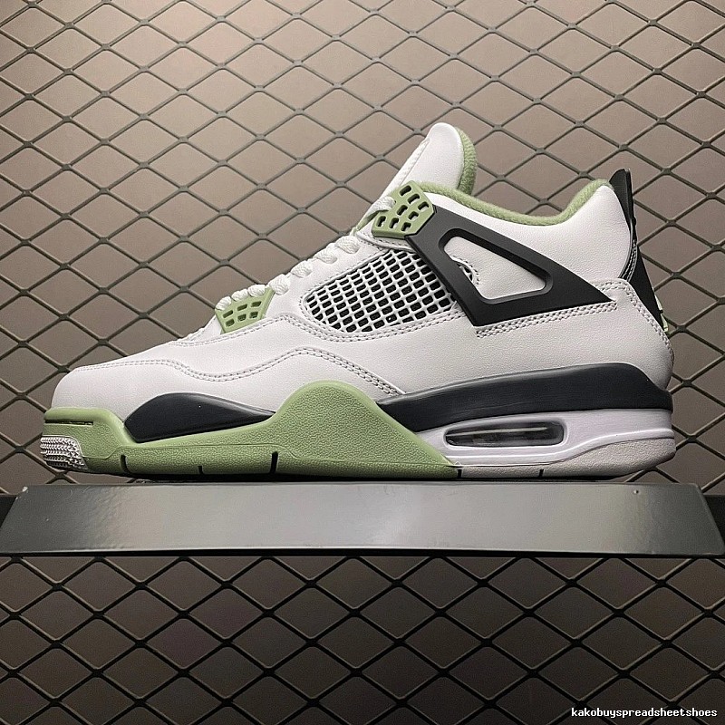 Jordan Basketball High-Tops in White, Black and Green with Court-Inspired Shape