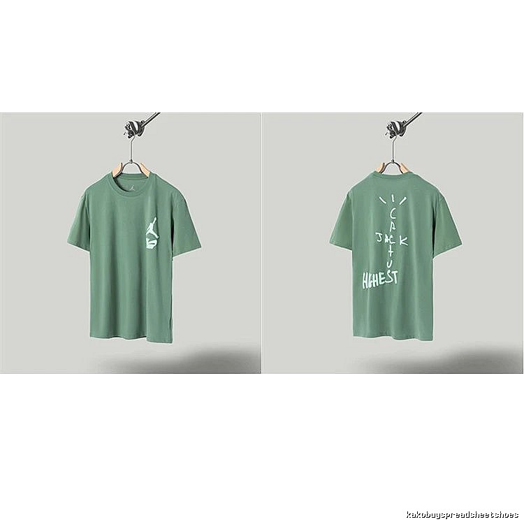 Jordan x Travis Scott Co-branded Street Style Pea Green T-Shirt