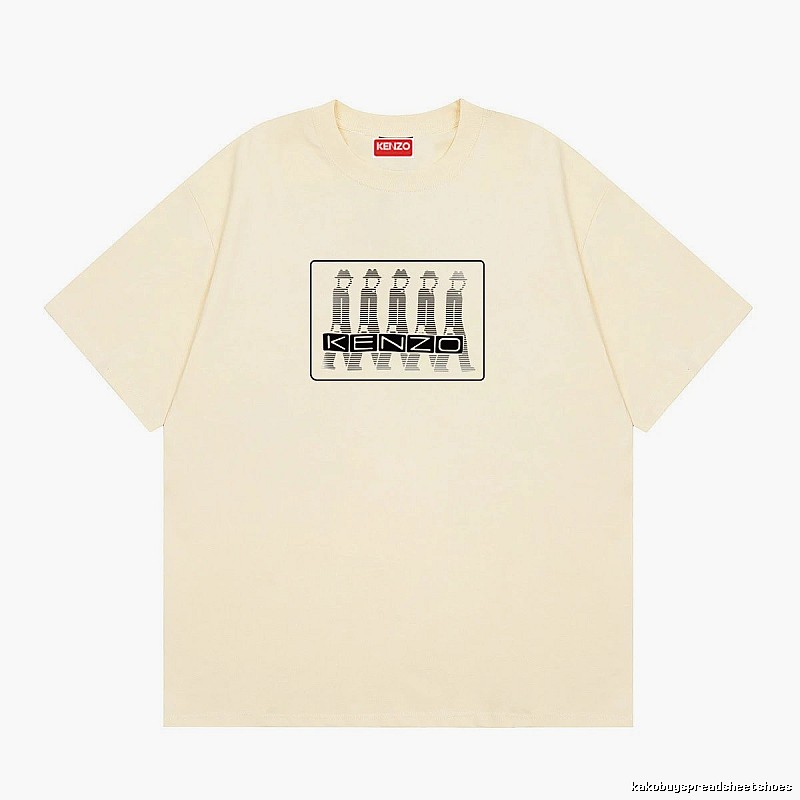 KENZO Character Print Casual Style Beige T-shirt