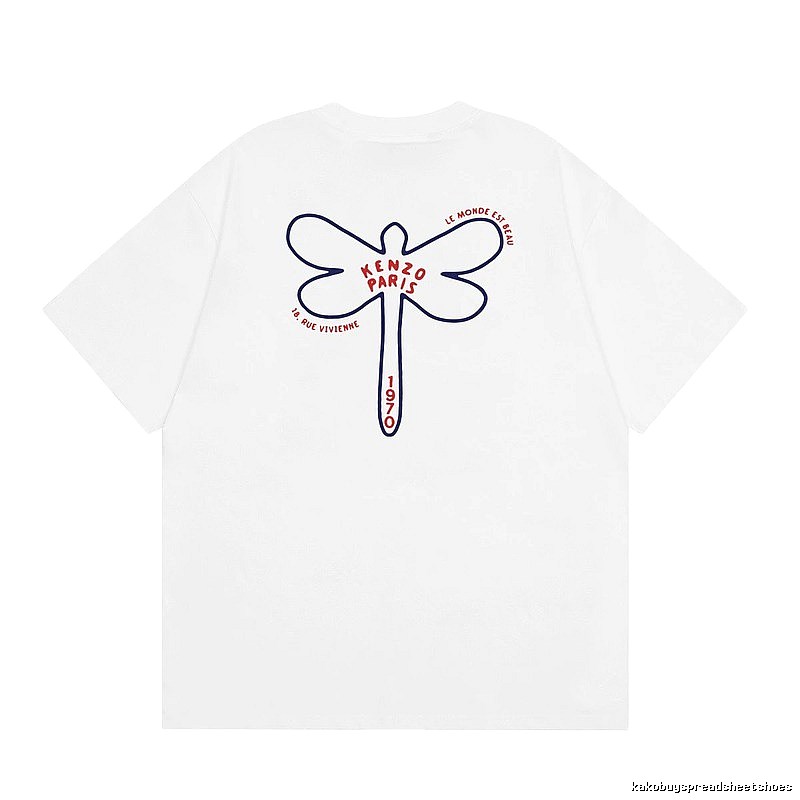 KENZO Dragonfly Print Casual White T-Shirt
