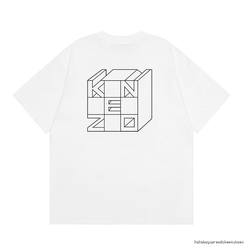 KENZO Geometric Lines Minimalist Style White T-shirt