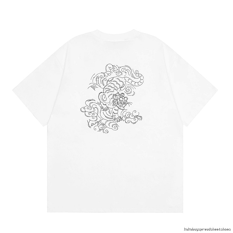 KENZO Line-drawn Tiger Chinese Style White Short-sleeve T-shirt