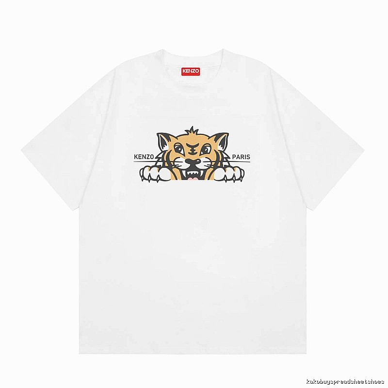 KENZO Tiger Head Series Casual Style White T-Shirt