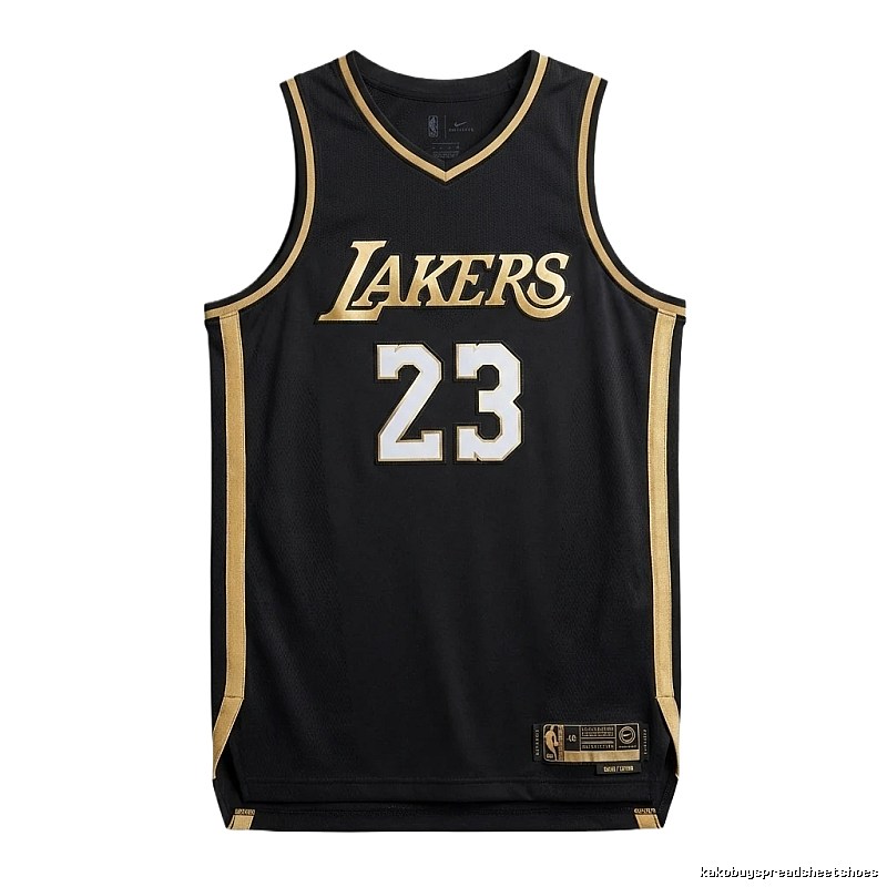 LBJ Lakers black and gold basketball uniform