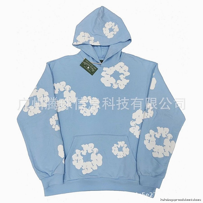 Light Blue Floral Pullover Hoodie