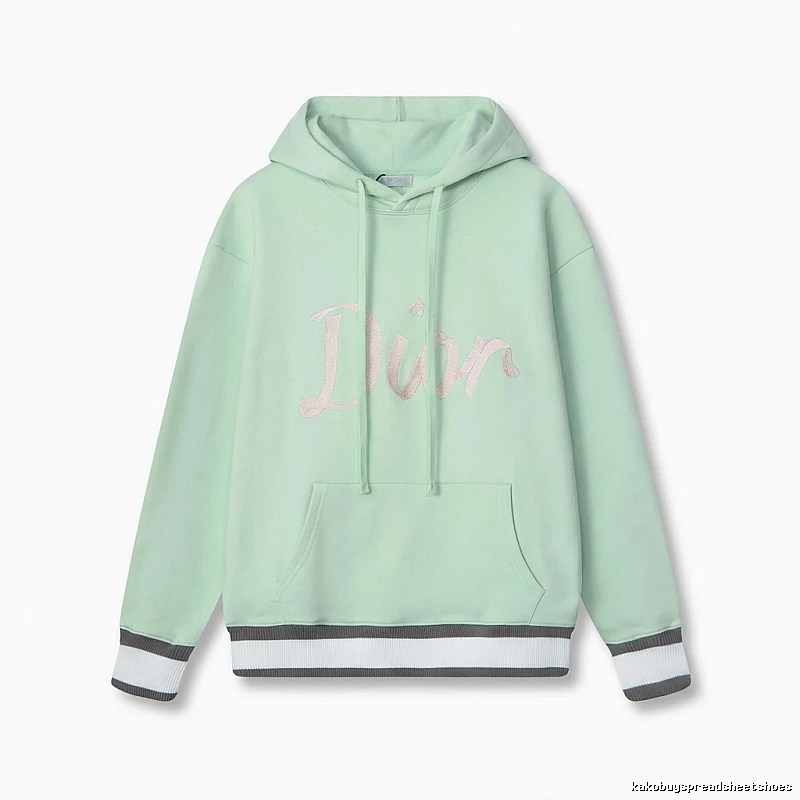 Light green hoodie with Dior letter print