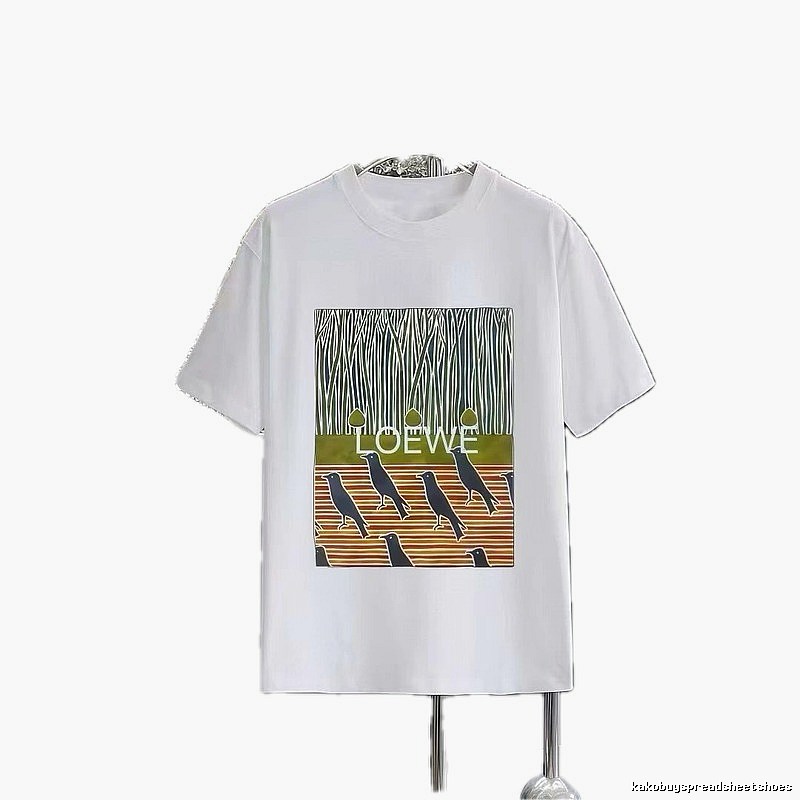 LOEWE Crow Print Streetwear-Style White T-Shirt