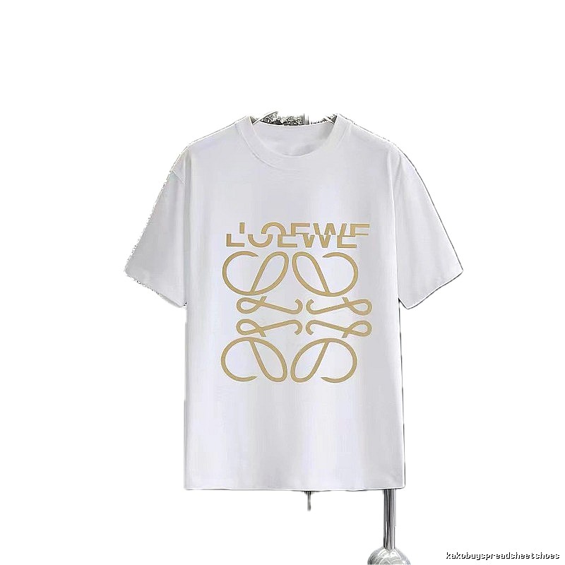 LOEWE Gold Hot-stamped Logo Light Luxury Style White T-Shirt