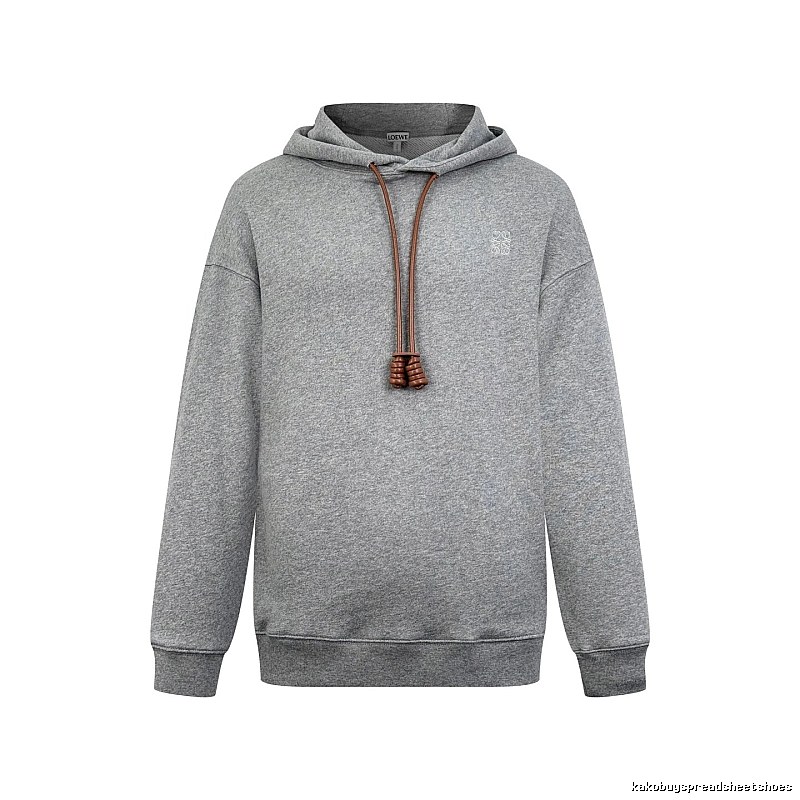 LOEWE Gray Hoodie with Drawcord Detail Hoodie for Travel Look