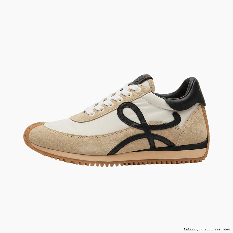 LOEWE retro-style black and brown color-blocking sneakers