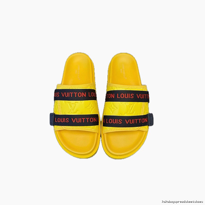 Louis Vuitton Classic Monogram Trendy Yellow Slide Sandals