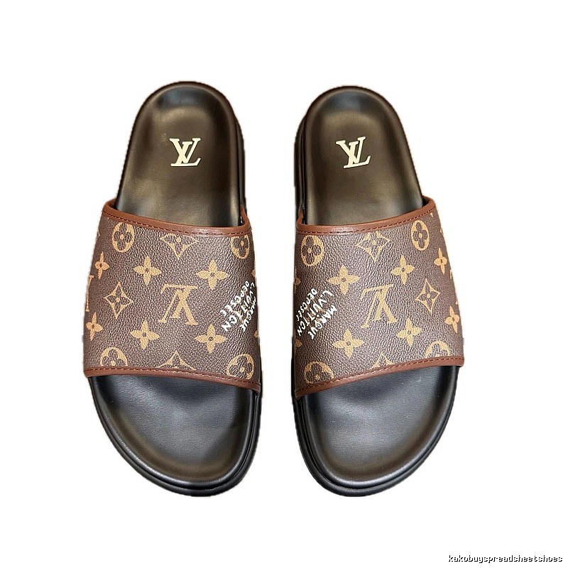 Louis Vuitton Classic Monogram Vintage-style Brown Slide Sandals