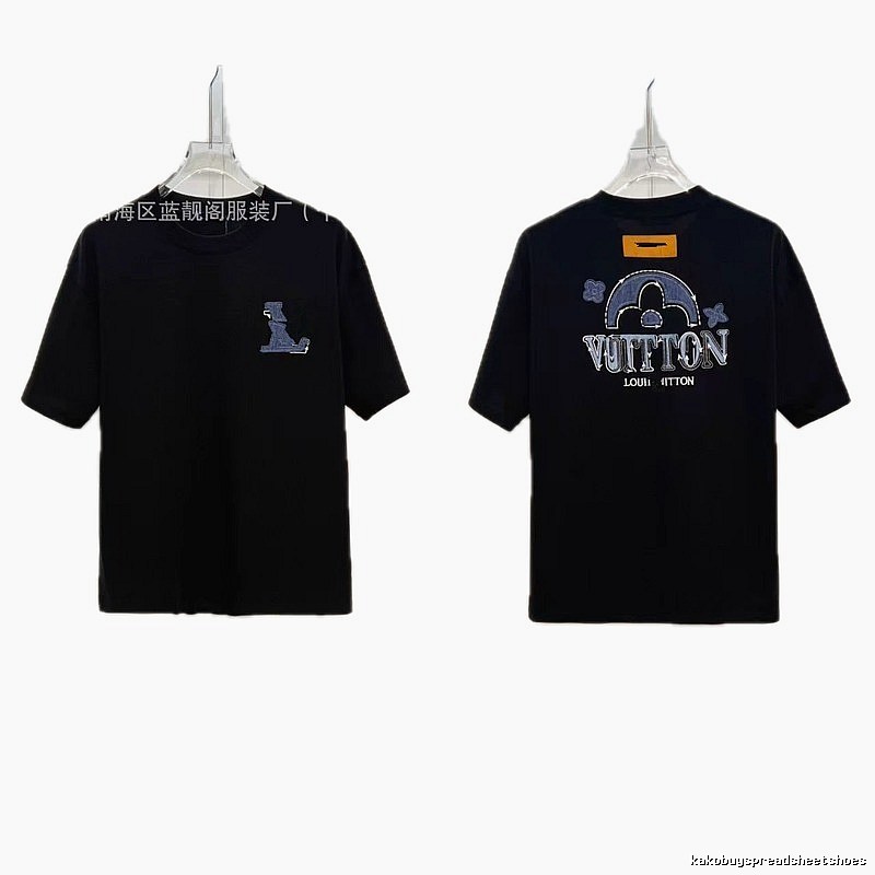 Louis Vuitton Embroidered Streetwear-style Black Short-sleeve T-shirt