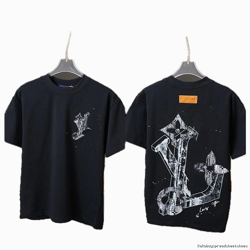 Louis Vuitton Graffiti Trendy Cool Style Black Short-sleeve T-shirt