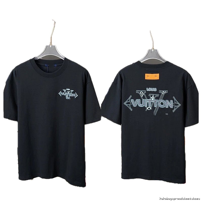 Louis Vuitton Letter Print Streetwear Style Black T-Shirt