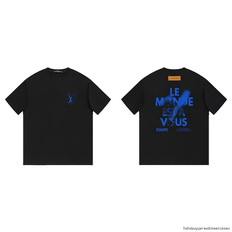 Louis Vuitton Letter Print Trendy Black Short-sleeve T-shirt