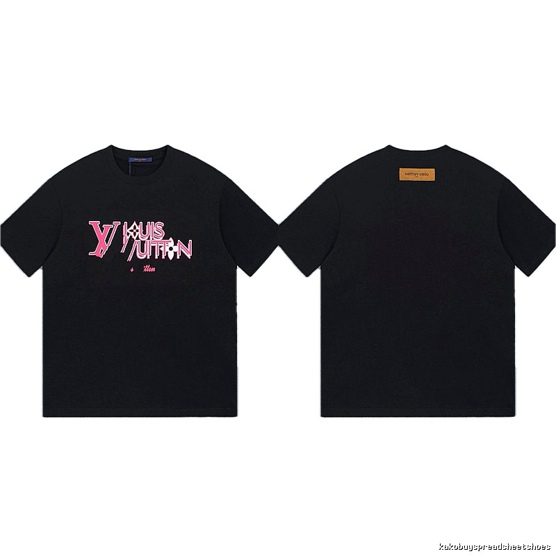 Louis Vuitton Letter Print Trendy Style Black T-shirt