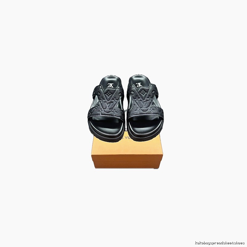 Louis Vuitton LV Monogram Light Luxury Style Black Slippers