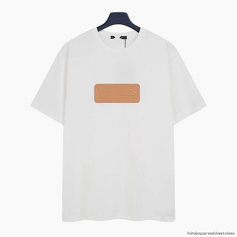 Louis Vuitton Minimalist Style White T-Shirt with Leather Tag