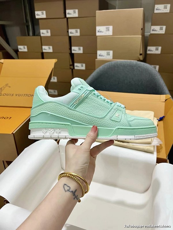 Louis Vuitton Mint Green Low-top Sneaker with Mint Green Low-top Above for Photo Ready Styling