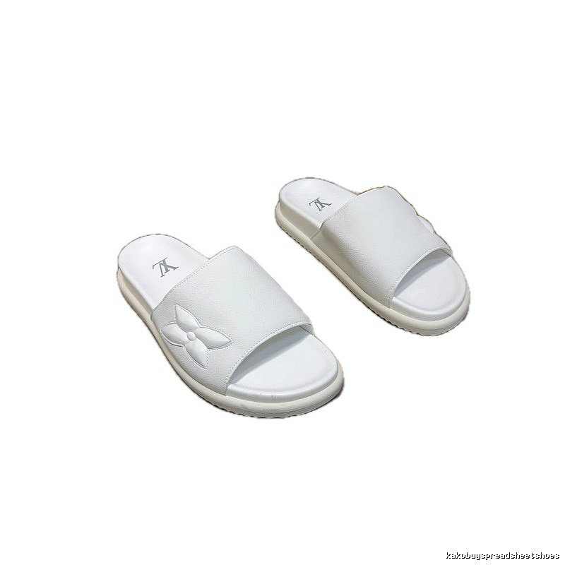 Louis Vuitton Monogram Casual Style White Slide Sandals