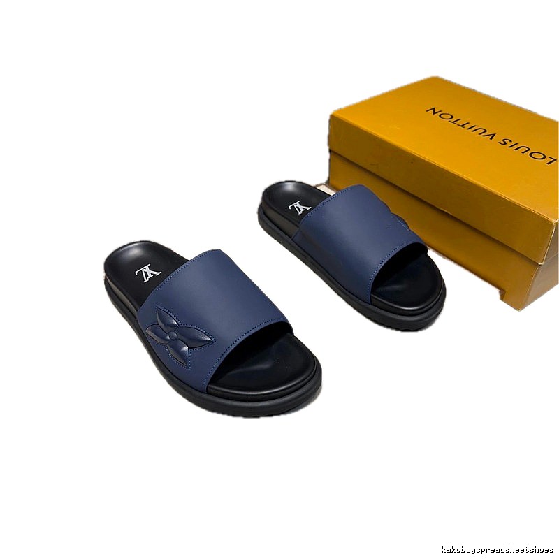 Louis Vuitton Monogram Minimalist Style Navy Blue Slides