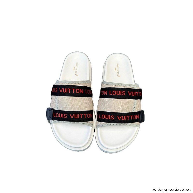 Louis Vuitton Monogram Trendy Casual Off-White Slide Sandals