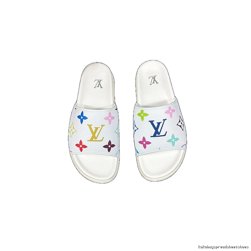 Louis Vuitton Multicolor Monogram Trendy White Slides