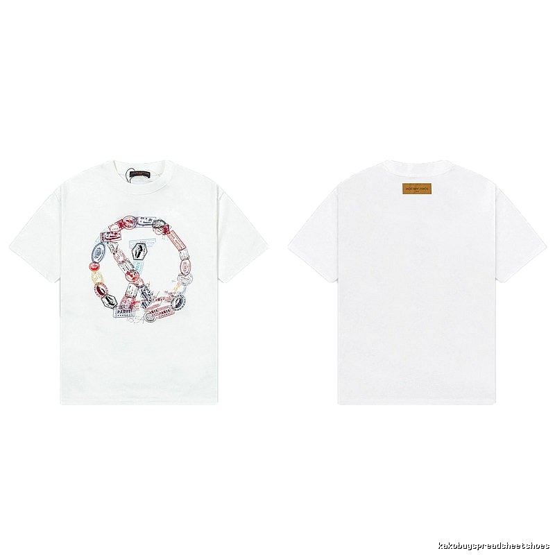 Louis Vuitton Postmark Print Vintage Style White T-Shirt