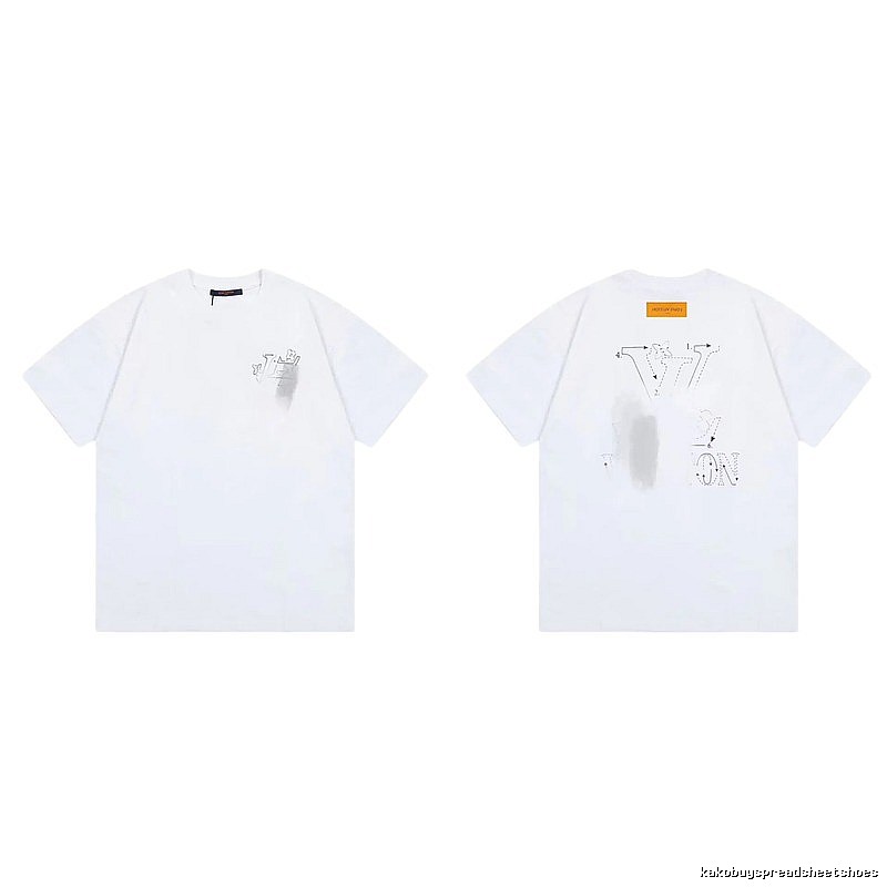 Louis Vuitton Trendy Line-drawing Style White Short-sleeve T-shirt