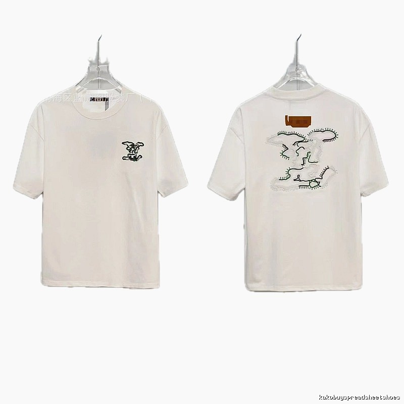 Louis Vuitton Trendy Map-Embroidered White Short-sleeve T-shirt