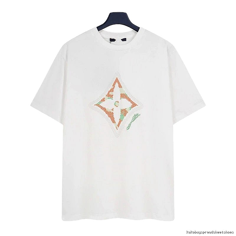 Louis Vuitton Trendy White T-Shirt with Diamond Print