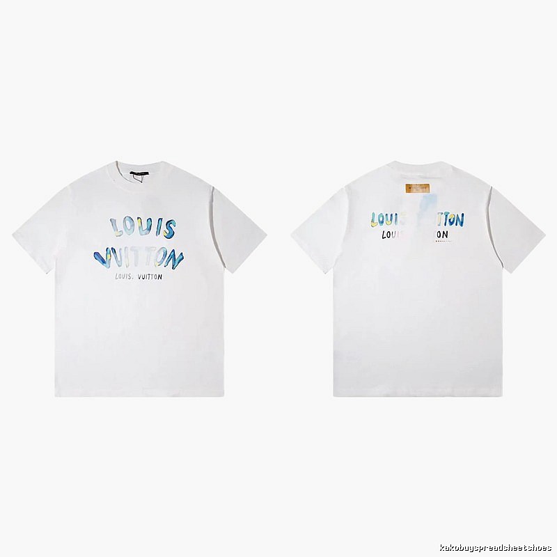 Louis Vuitton Watercolor Graffiti Style White T-Shirt