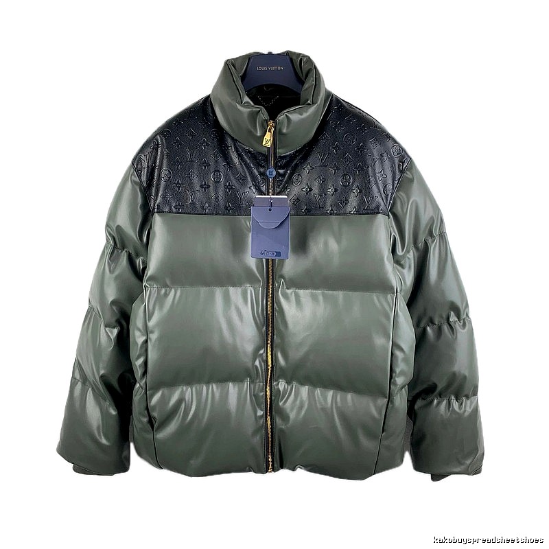 LV classic style fashionable dark green down jacket