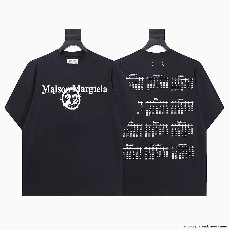 Maison Margiela Calendar Print Trendy Cool Black T-Shirt