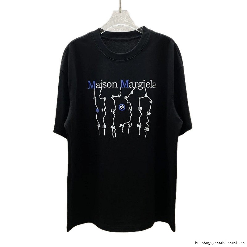 Maison Margiela Digital Embroidery Trendy Black T-Shirt